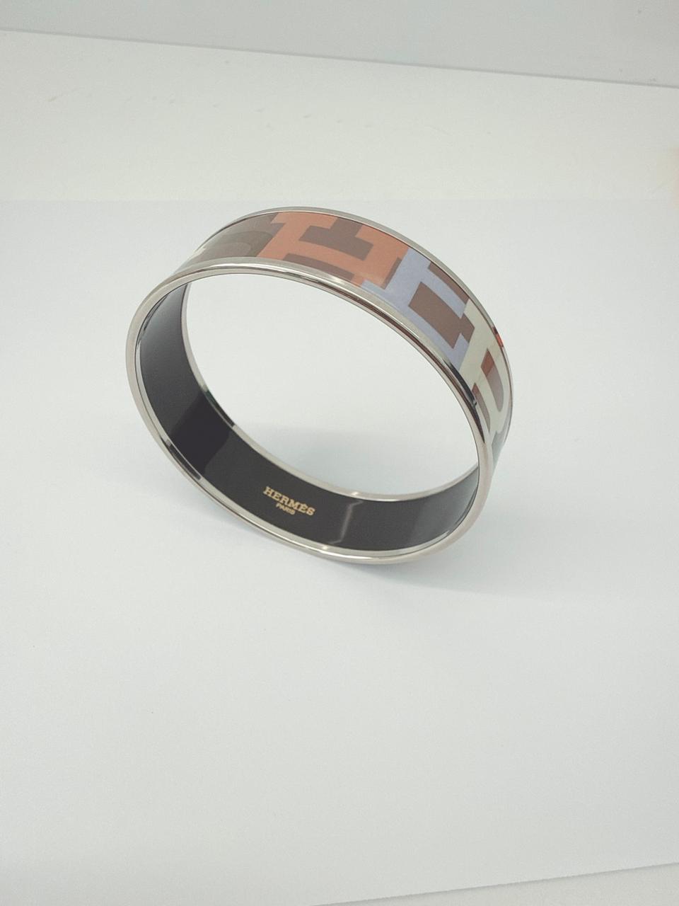 MULTICOLOR PRINTED ENAMEL WIDE BANGLE BRACELET PHW