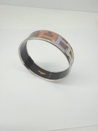 MULTICOLOR PRINTED ENAMEL WIDE BANGLE BRACELET PHW