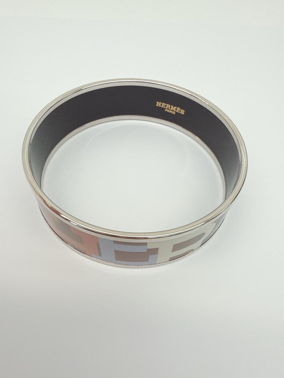 MULTICOLOR PRINTED ENAMEL WIDE BANGLE BRACELET PHW