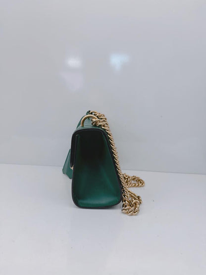 GREEN GUCCISIMA LEATHER SMALL PADLOCK CHAIN SHOULDER BAG