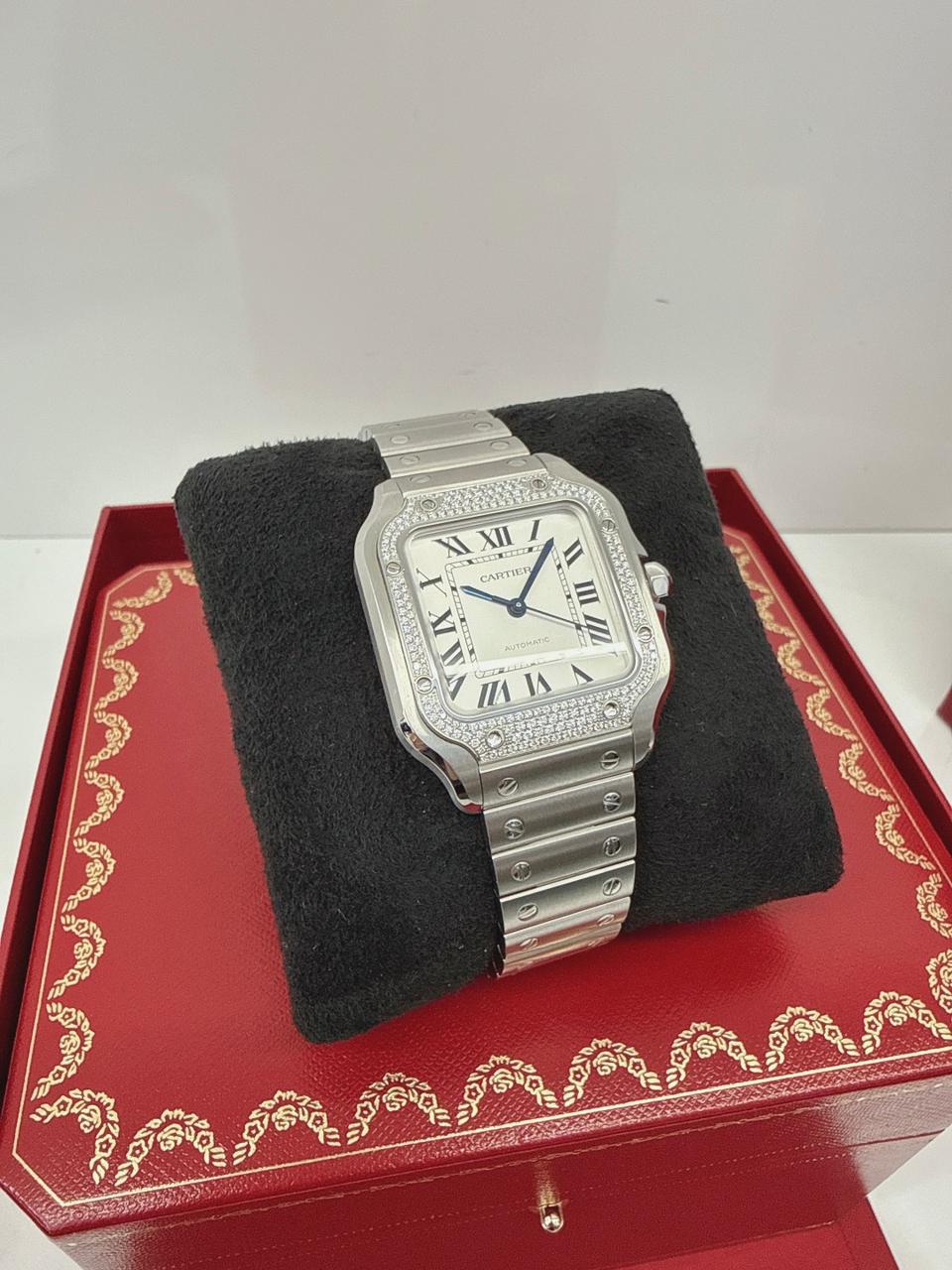 SANTOS DE CARTIER DIAMOND WATCH W4SA0005 MEDIUM MODEL