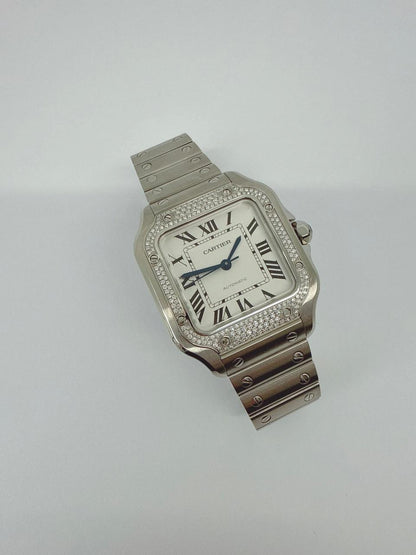 SANTOS DE CARTIER DIAMOND WATCH W4SA0005 MEDIUM MODEL