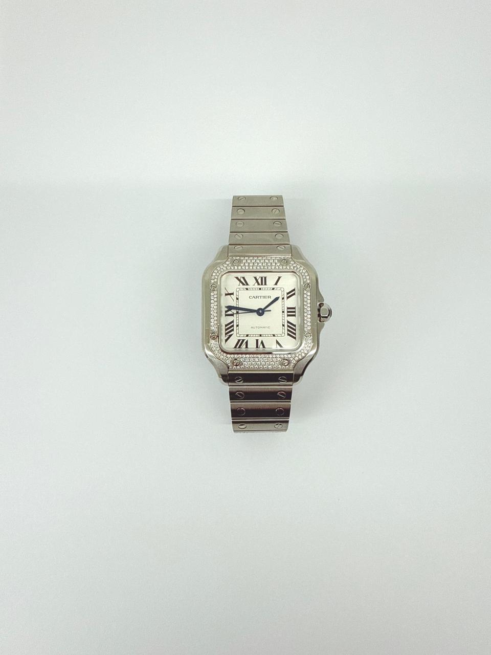 SANTOS DE CARTIER DIAMOND WATCH W4SA0005 MEDIUM MODEL