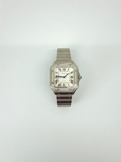 SANTOS DE CARTIER DIAMOND WATCH W4SA0005 MEDIUM MODEL