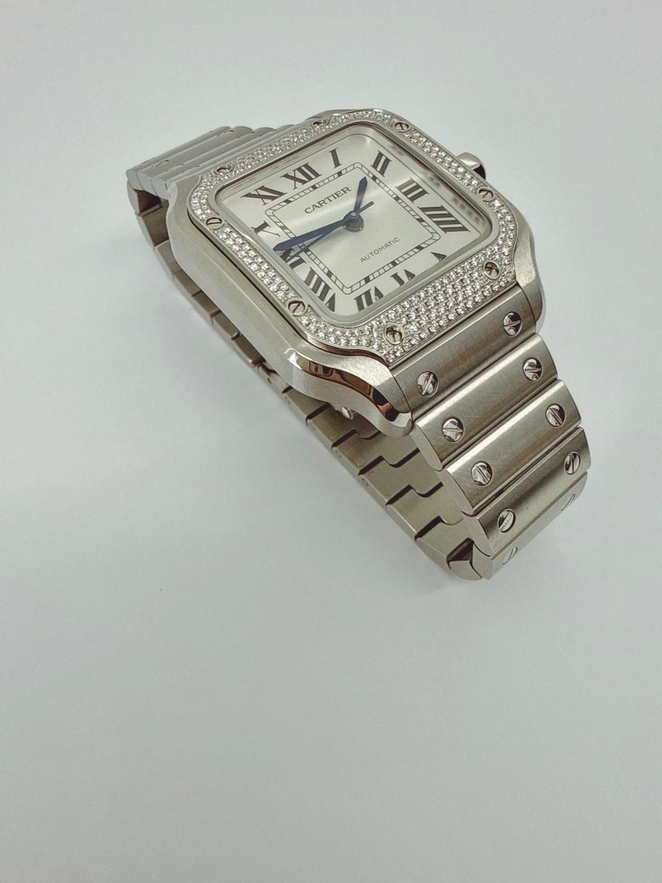SANTOS DE CARTIER DIAMOND WATCH W4SA0005 MEDIUM MODEL