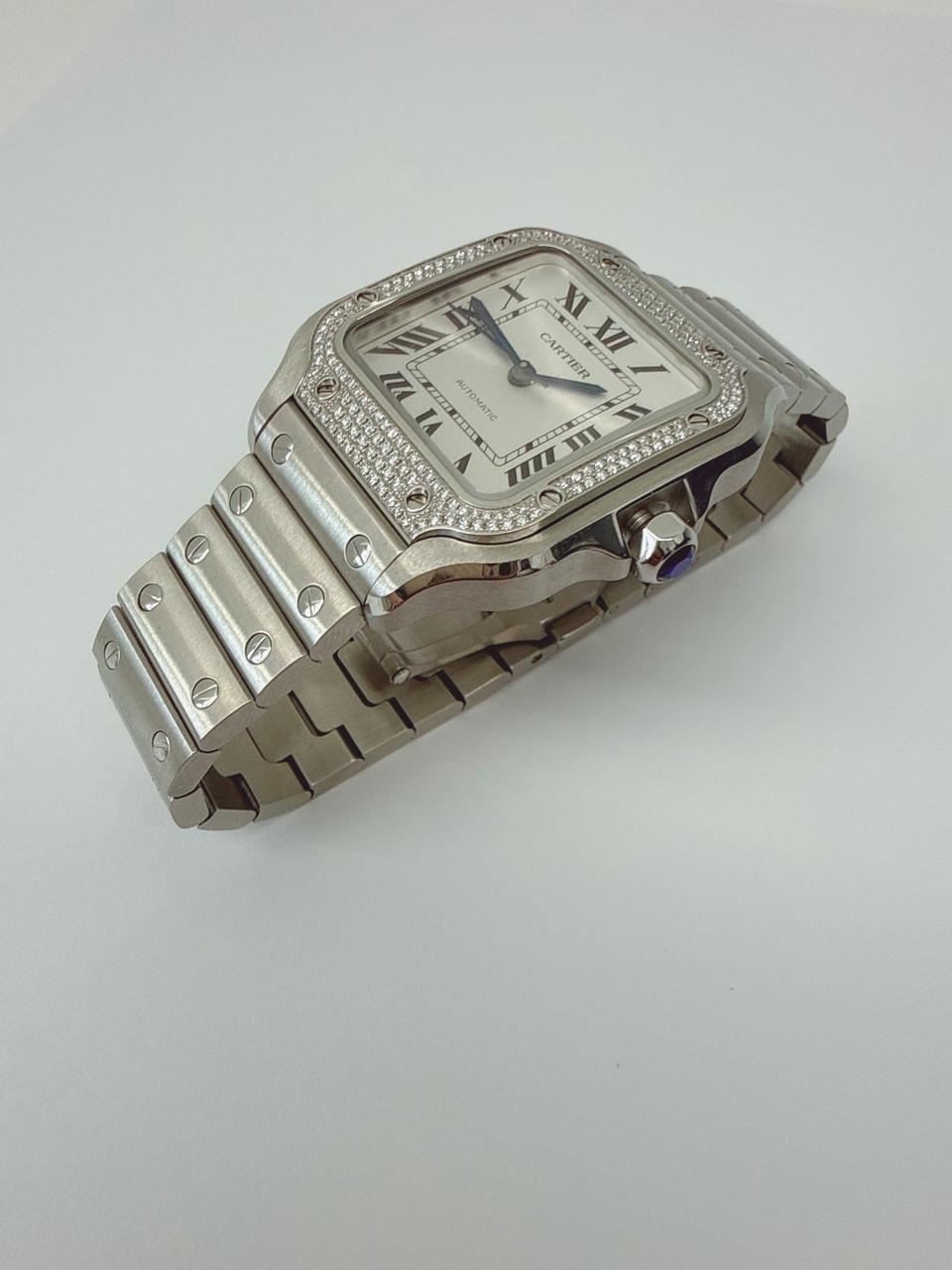 SANTOS DE CARTIER DIAMOND WATCH W4SA0005 MEDIUM MODEL
