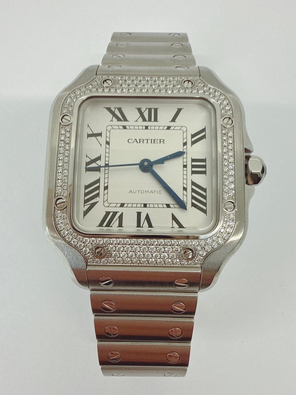 SANTOS DE CARTIER DIAMOND WATCH W4SA0005 MEDIUM MODEL