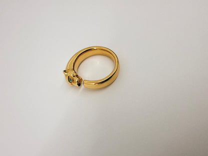 YELLOW GOLD TSAVORITE GARNET ONYX PANTHERE DE CARTIER RING SMALL MODEL