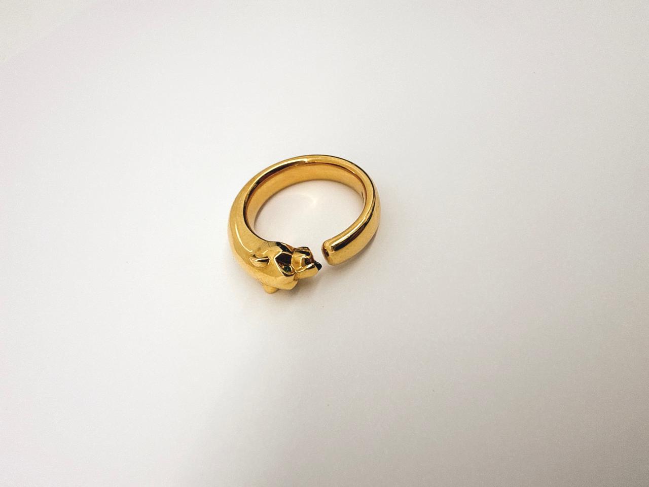 YELLOW GOLD TSAVORITE GARNET ONYX PANTHERE DE CARTIER RING SMALL MODEL
