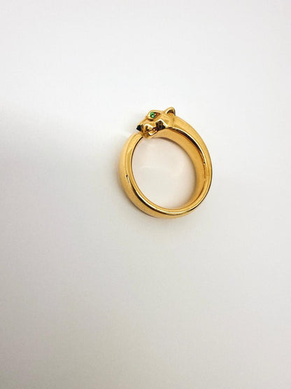 YELLOW GOLD TSAVORITE GARNET ONYX PANTHERE DE CARTIER RING SMALL MODEL