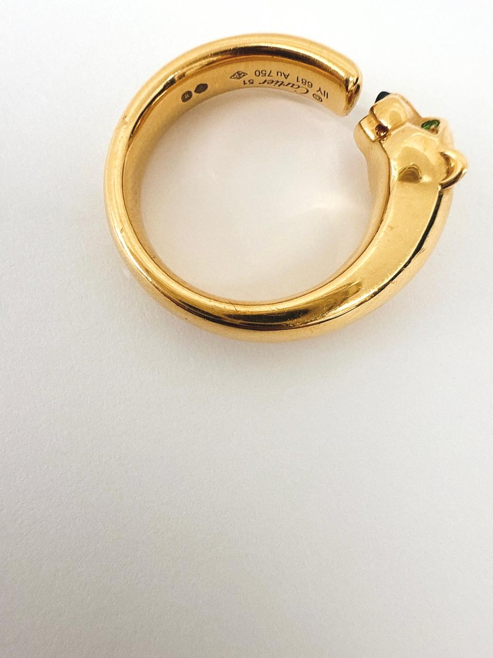 YELLOW GOLD TSAVORITE GARNET ONYX PANTHERE DE CARTIER RING SMALL MODEL
