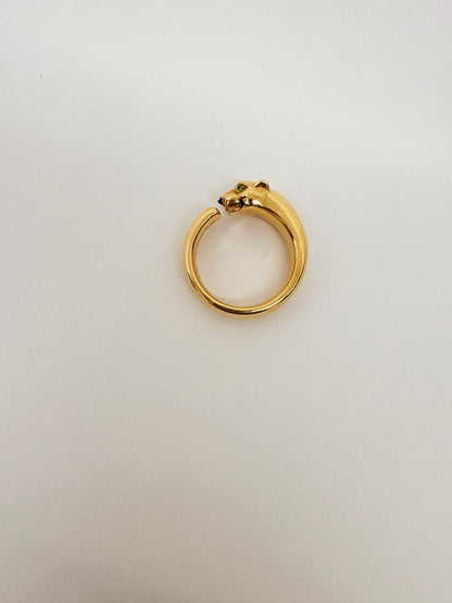 YELLOW GOLD TSAVORITE GARNET ONYX PANTHERE DE CARTIER RING SMALL MODEL
