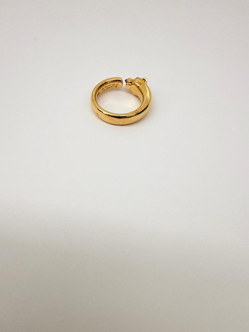 YELLOW GOLD TSAVORITE GARNET ONYX PANTHERE DE CARTIER RING SMALL MODEL