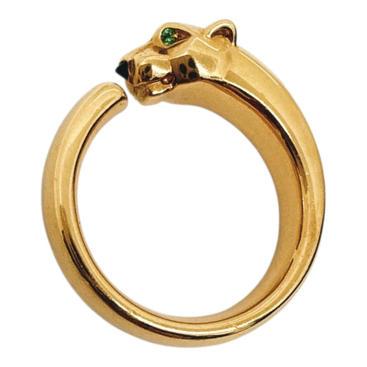 YELLOW GOLD TSAVORITE GARNET ONYX PANTHERE DE CARTIER RING SMALL MODEL