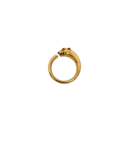 YELLOW GOLD TSAVORITE GARNET ONYX PANTHERE DE CARTIER RING SMALL MODEL