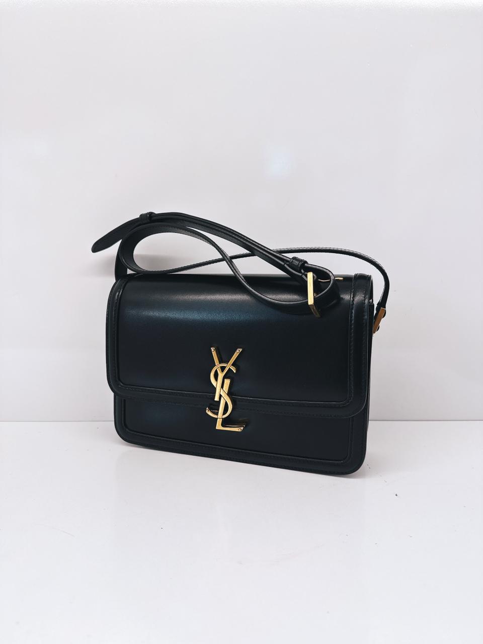 BLACK CALFSKIN LEATHER MEDIUM SOLFERINO SHOULDER BAG
