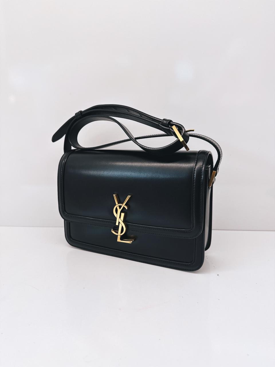 BLACK CALFSKIN LEATHER MEDIUM SOLFERINO SHOULDER BAG