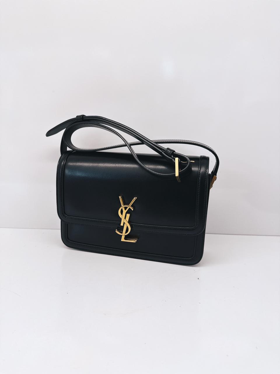 BLACK CALFSKIN LEATHER MEDIUM SOLFERINO SHOULDER BAG