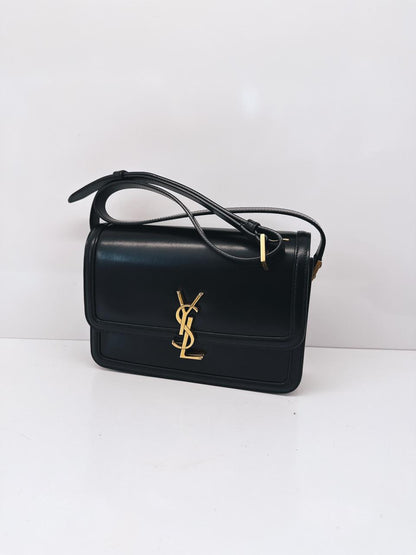 BLACK CALFSKIN LEATHER MEDIUM SOLFERINO SHOULDER BAG