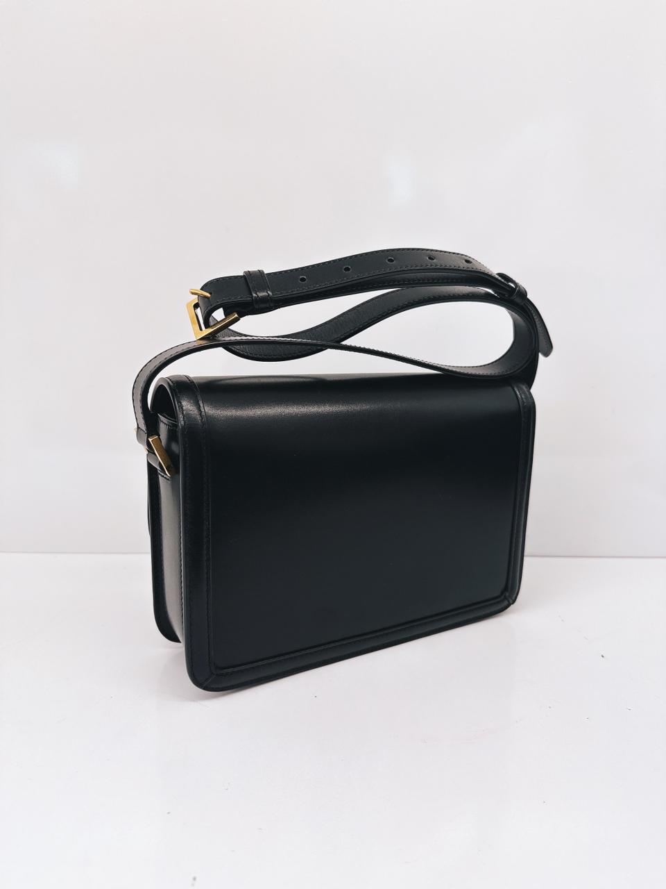 BLACK CALFSKIN LEATHER MEDIUM SOLFERINO SHOULDER BAG