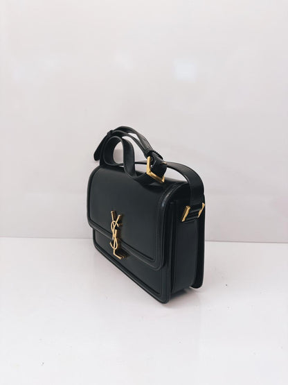 BLACK CALFSKIN LEATHER MEDIUM SOLFERINO SHOULDER BAG