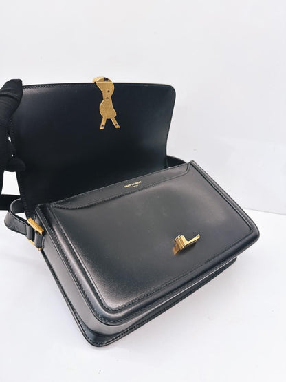 BLACK CALFSKIN LEATHER MEDIUM SOLFERINO SHOULDER BAG