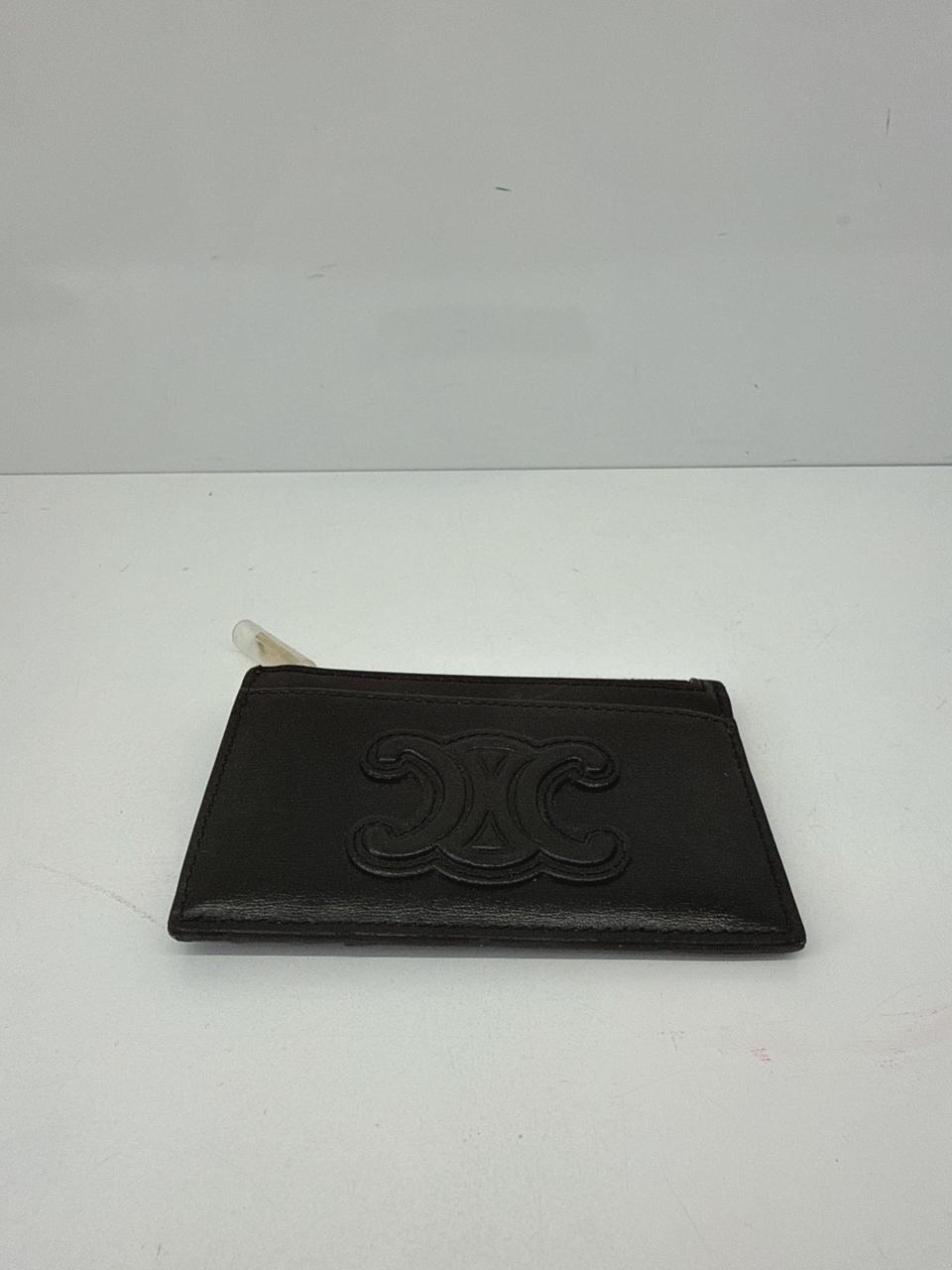 BLACK SHINY CALFSKIN ZIPPED TRIOMPHE CARD HOLDER