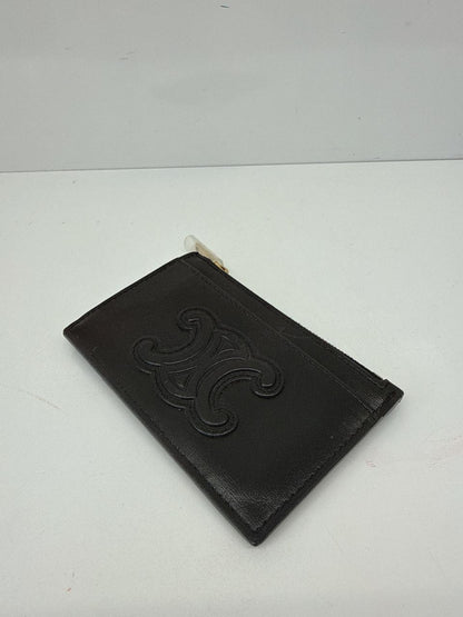 BLACK SHINY CALFSKIN ZIPPED TRIOMPHE CARD HOLDER