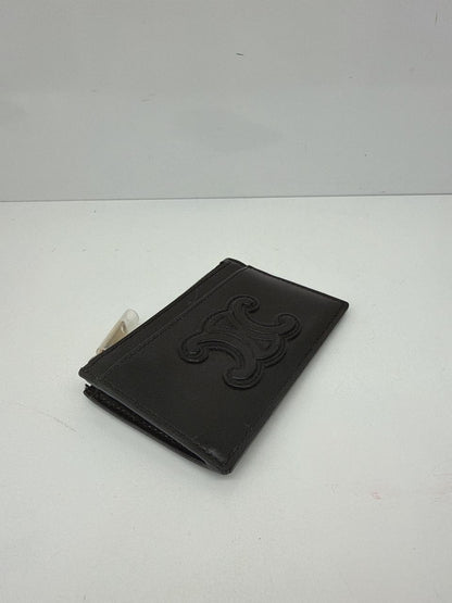 BLACK SHINY CALFSKIN ZIPPED TRIOMPHE CARD HOLDER
