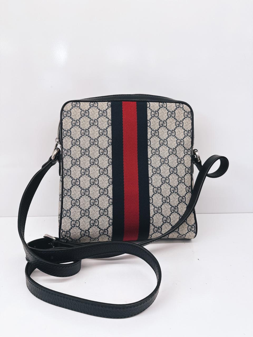 BLUE BEIGE OPHIDIA GG SMALL MESSENGER BAG