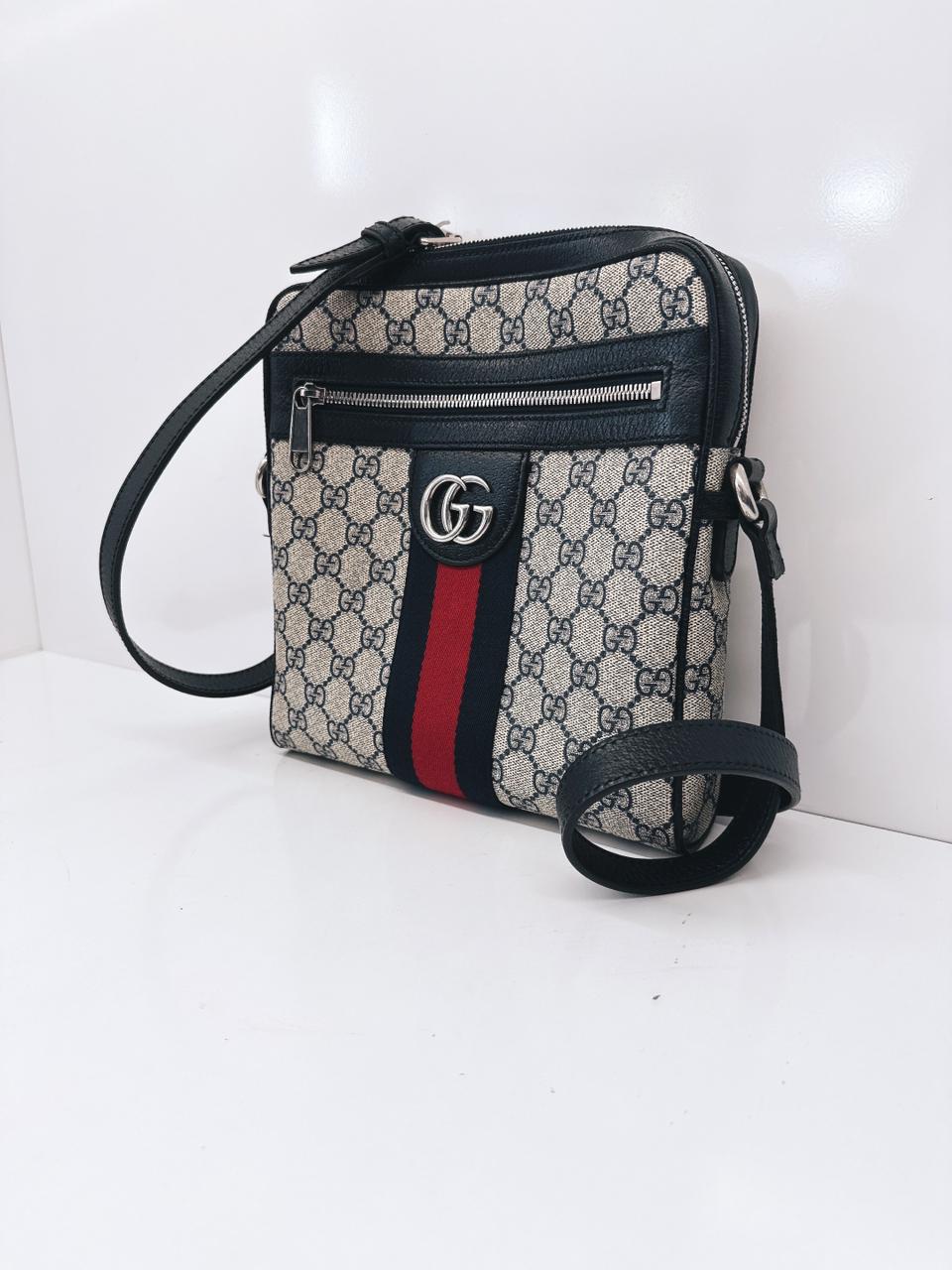 BLUE BEIGE OPHIDIA GG SMALL MESSENGER BAG