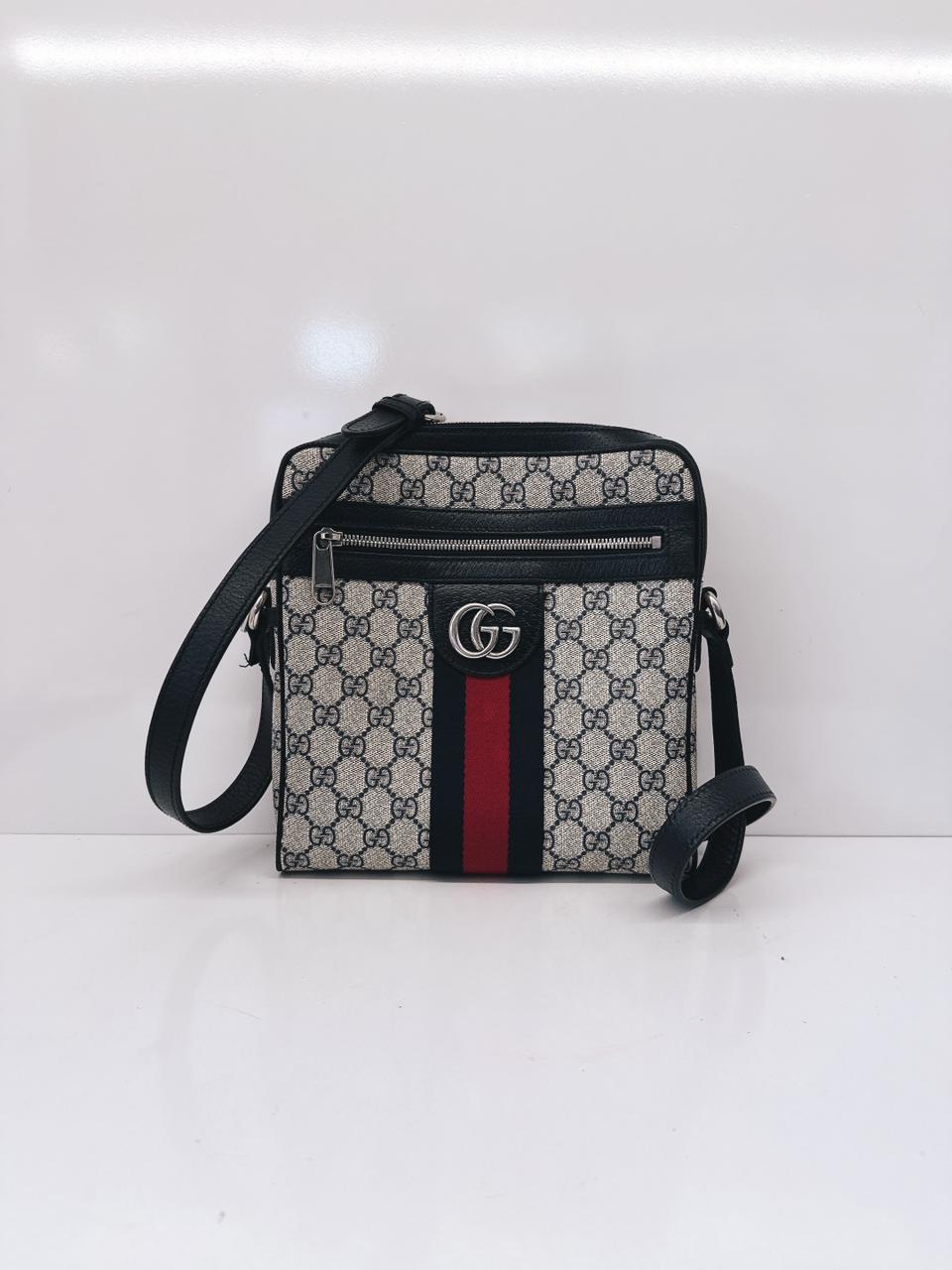 BLUE BEIGE OPHIDIA GG SMALL MESSENGER BAG
