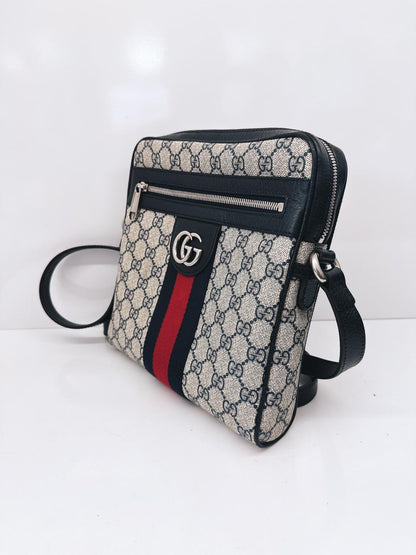 BLUE BEIGE OPHIDIA GG SMALL MESSENGER BAG