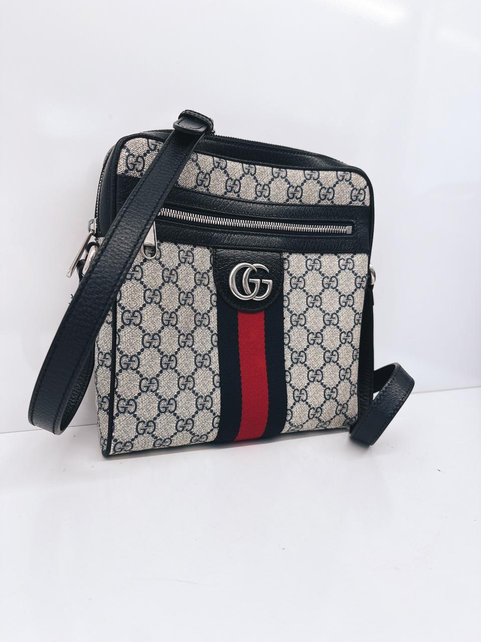 BLUE BEIGE OPHIDIA GG SMALL MESSENGER BAG