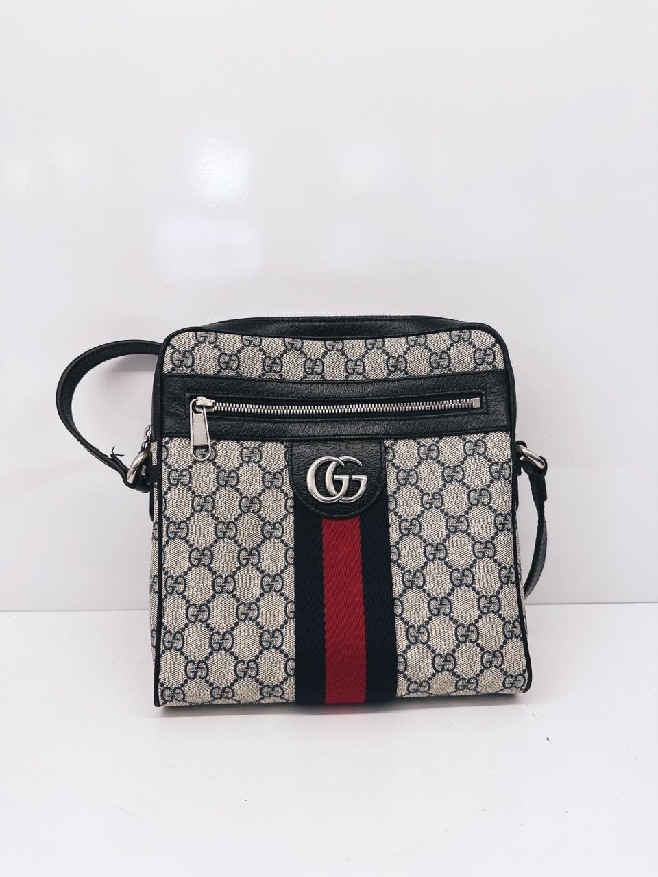 BLUE BEIGE OPHIDIA GG SMALL MESSENGER BAG