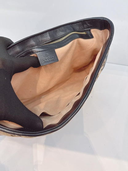 BEIGE BLACK MEDIUM GG MARMONT MATELASSE AND CANVAS SHOULDER BAG
