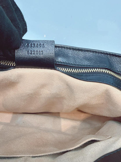 BEIGE BLACK MEDIUM GG MARMONT MATELASSE AND CANVAS SHOULDER BAG