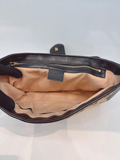 BEIGE BLACK MEDIUM GG MARMONT MATELASSE AND CANVAS SHOULDER BAG