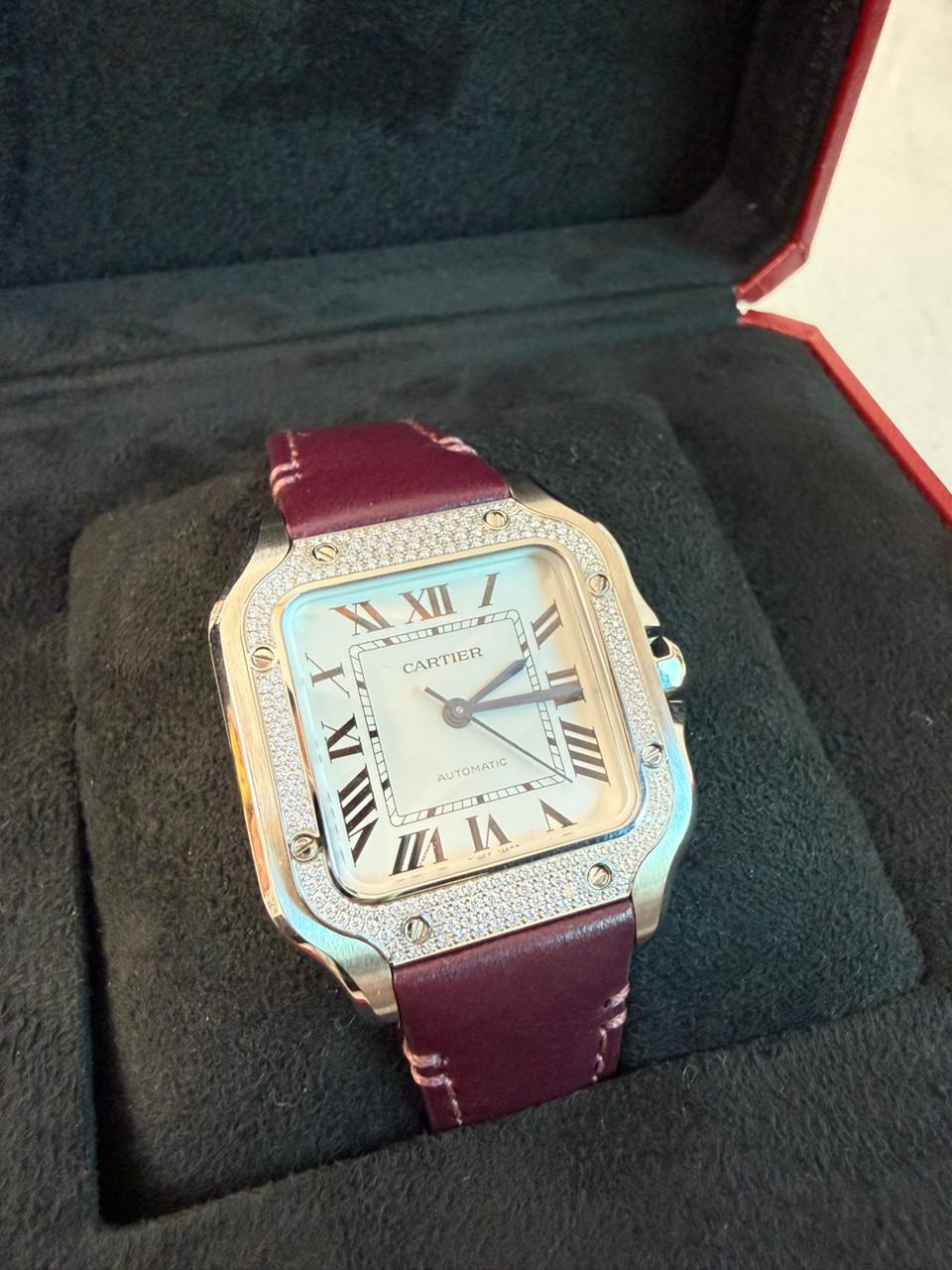 SANTOS DE CARTIER DIAMOND WATCH W4SA0005 MEDIUM MODEL
