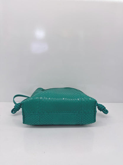 EMERALD GREEN SNAKESKIN FLAMENCO CLUTCH MINI BAG