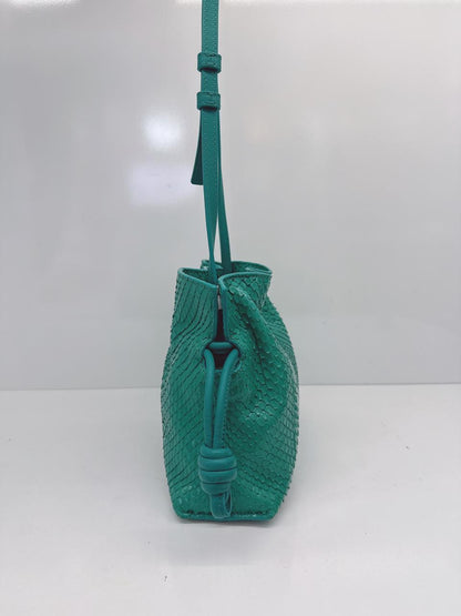 EMERALD GREEN SNAKESKIN FLAMENCO CLUTCH MINI BAG
