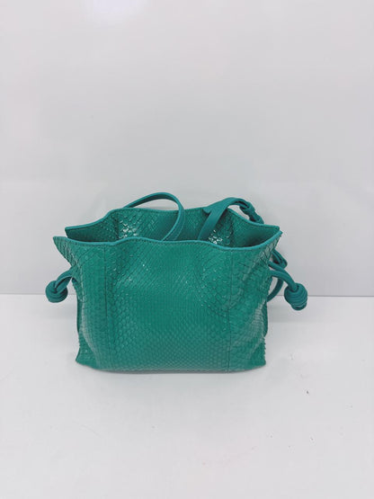 EMERALD GREEN SNAKESKIN FLAMENCO CLUTCH MINI BAG