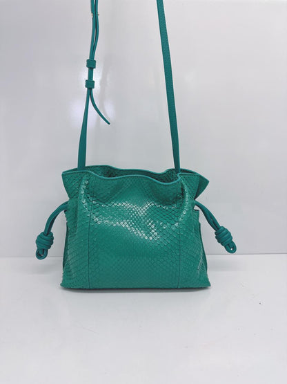 EMERALD GREEN SNAKESKIN FLAMENCO CLUTCH MINI BAG
