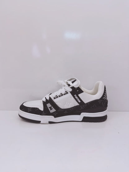 BLACK MONOGRAM DENIM AND MONOGRAM CALF LEATHER LV TRAINERS 43