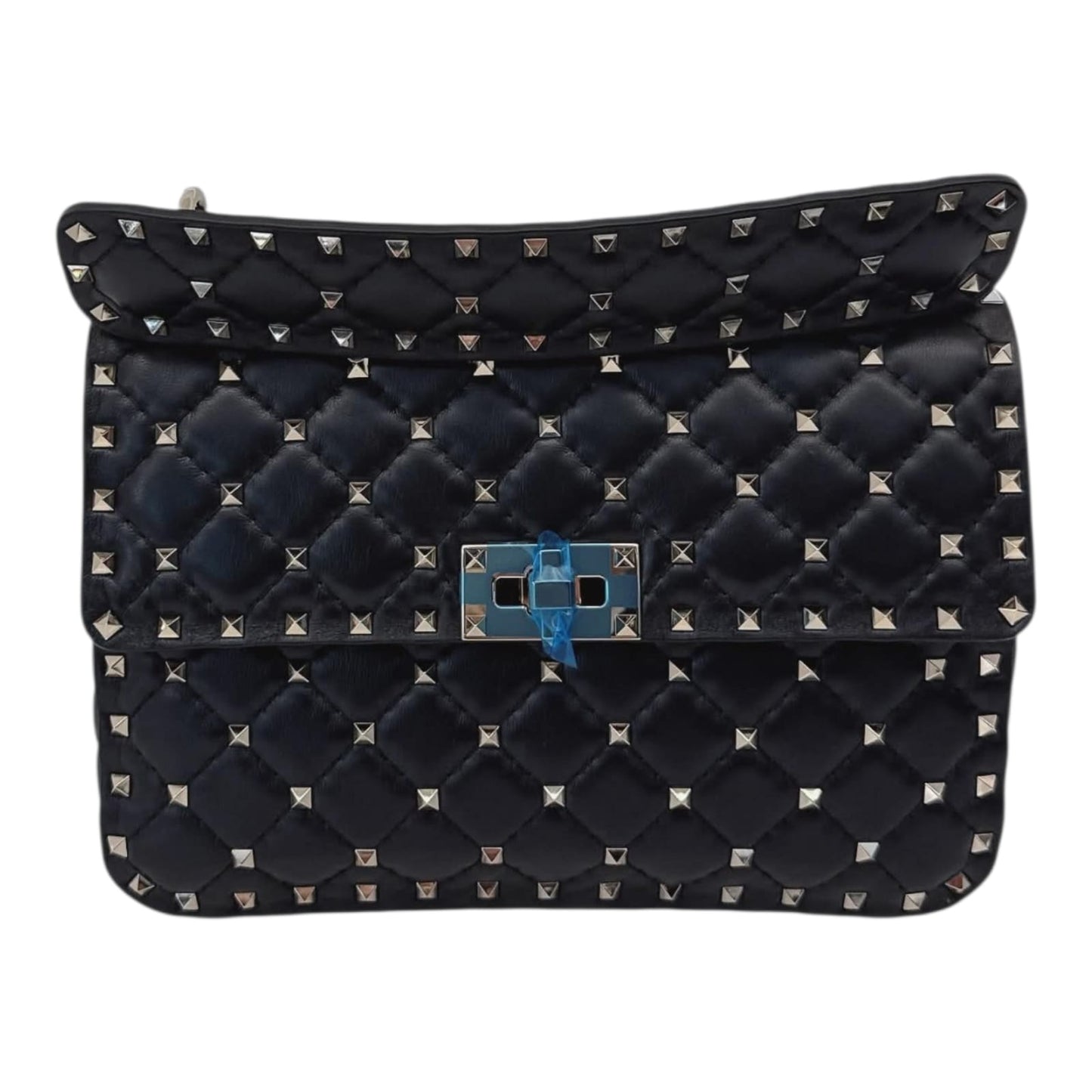 BLACK MEDIUM ROCKSTUD SPIKE CHAIN BAG IN NAPPA LEATHER