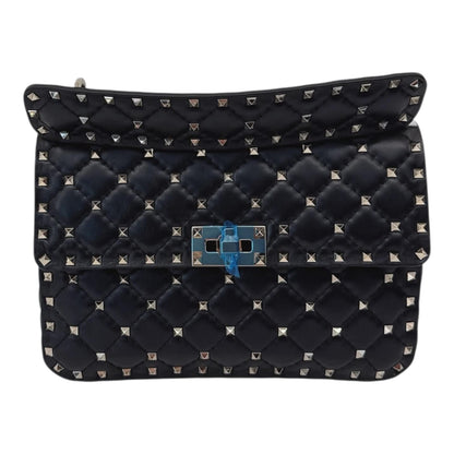 BLACK MEDIUM ROCKSTUD SPIKE CHAIN BAG IN NAPPA LEATHER