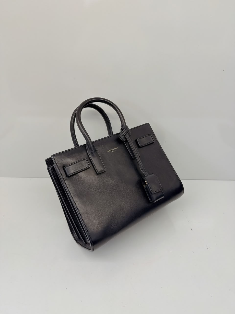 DARK BLUE LEATHER CLASSIC NANO SAC DE JOUR TOTE BAG