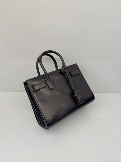 DARK BLUE LEATHER CLASSIC NANO SAC DE JOUR TOTE BAG