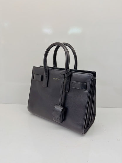 DARK BLUE LEATHER CLASSIC NANO SAC DE JOUR TOTE BAG