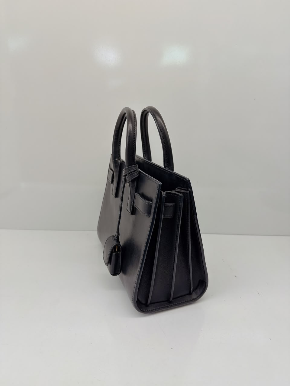 DARK BLUE LEATHER CLASSIC NANO SAC DE JOUR TOTE BAG